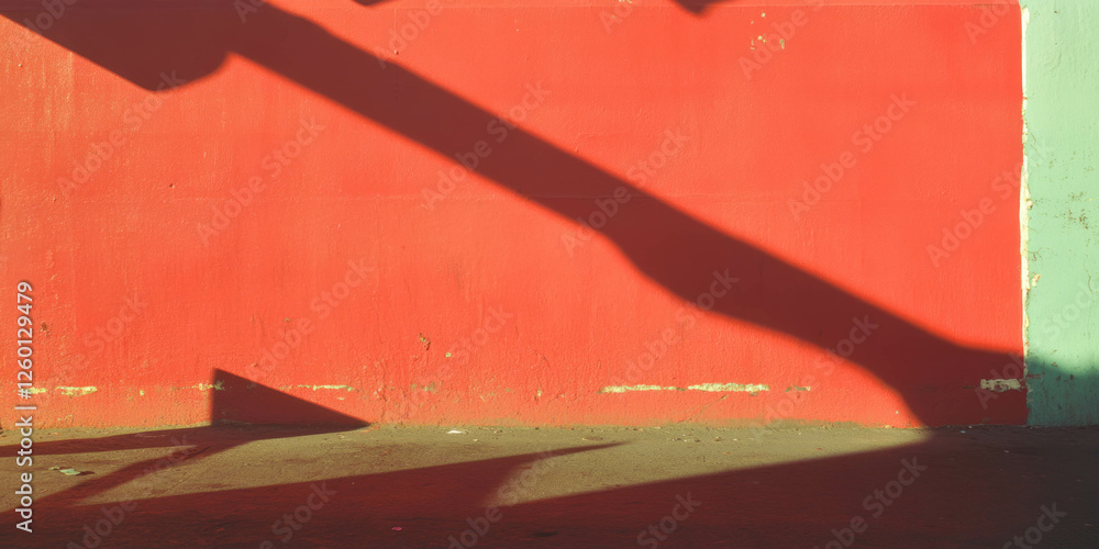 Poster Rich dark red wall texture with grunge detail and intriguing shadow patterns