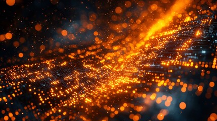 Obraz premium Abstract fire city digital art background, graphic design element