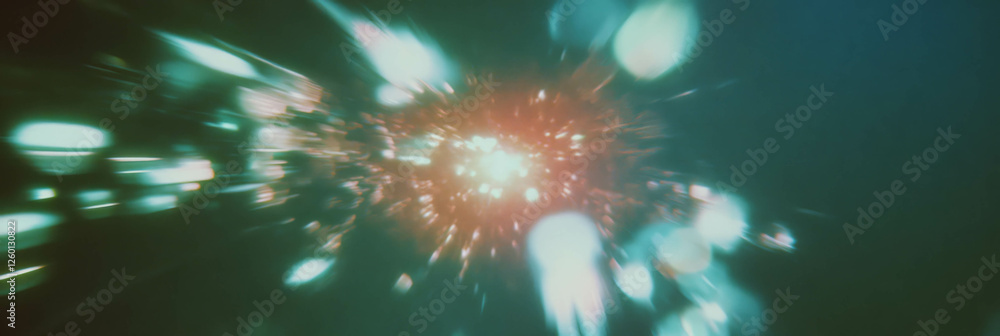 Poster Dense bokeh clusters create a bright burst with radiant edges in a mesmerizing display