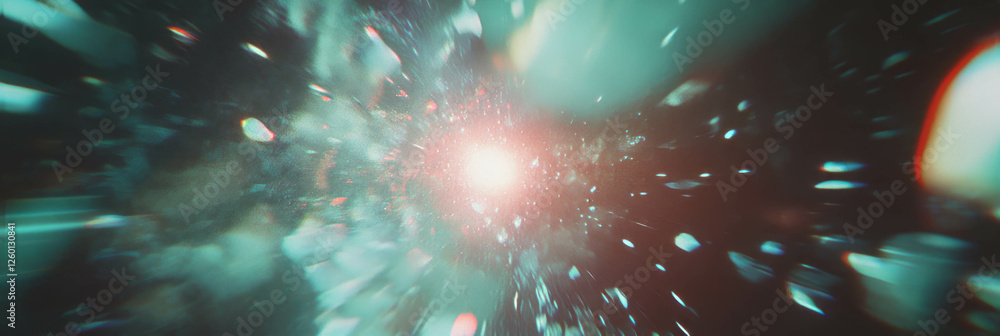 Poster Bright central burst of bokeh with radiant edges creating a mesmerizing visual effect