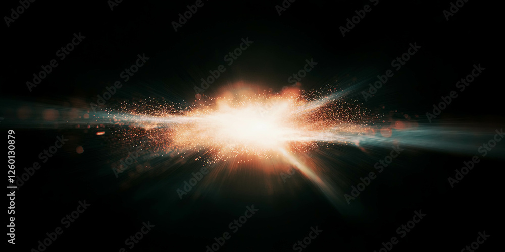 Aufkleber Dense clusters of bokeh creating a luminous burst with fading edges against a black background