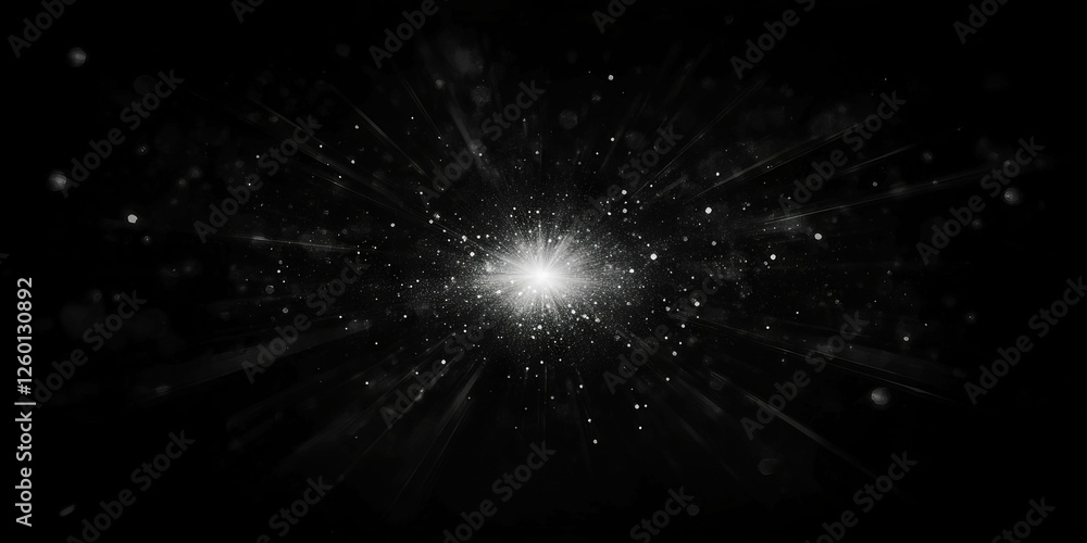 Aufkleber bright central burst of bokeh textures creating radiant edges against a black background