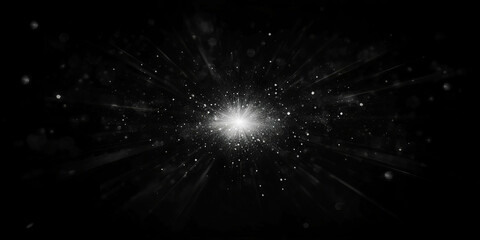 Bright central burst of bokeh textures creating radiant edges against a black background