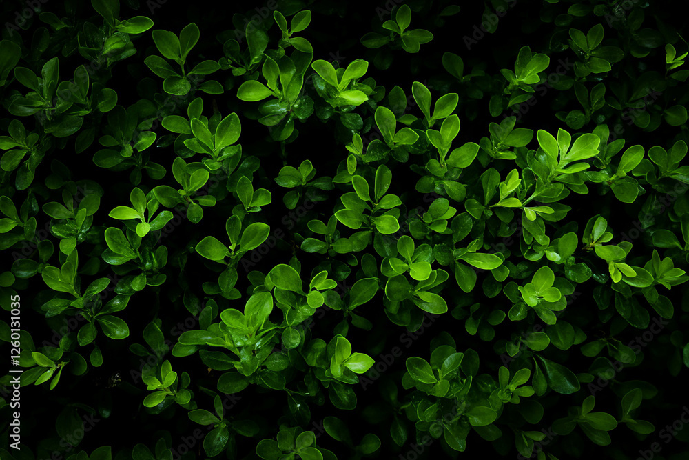 Aufkleber Dense green turf texture with smooth surface and uniform height in a dark setting