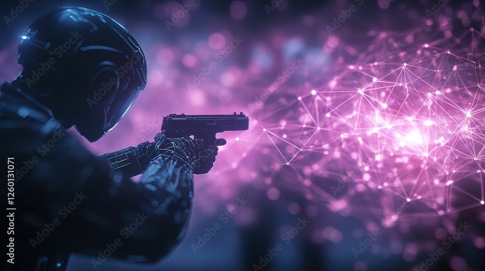 Aufkleber futuristic cyber security team battles hackers in high-tech showdown digital realm action scene virt