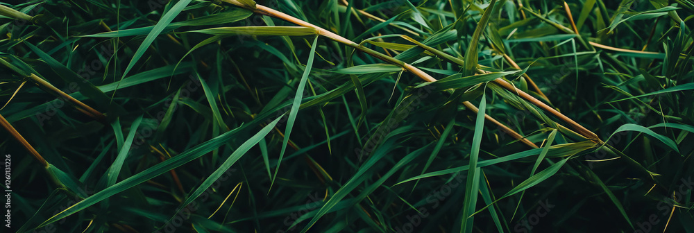 Poster dense interwoven grass textured pattern showcasing deep green hues from a top view