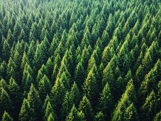 Obraz premium Aerial View of Lush Evergreen Forest, Nature ,Forestry
