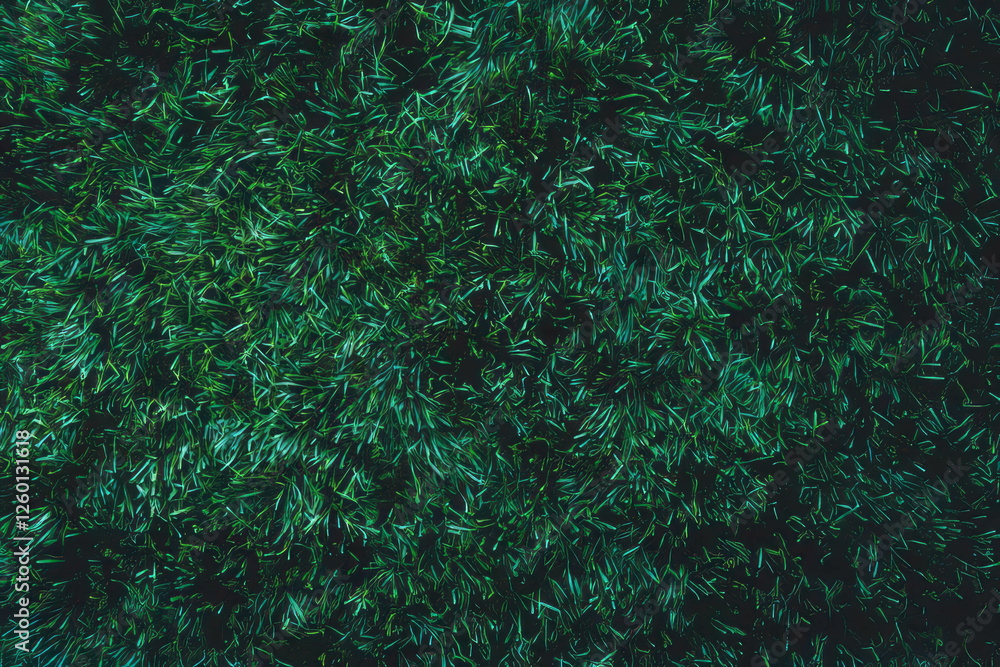 Poster dense soft grass texture with deep green color and subtle lighting against black background