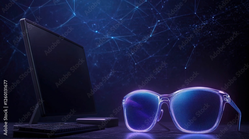 Aufkleber futuristic hackers toolkit with glowing digital devices cyber space technology imagery dark environm