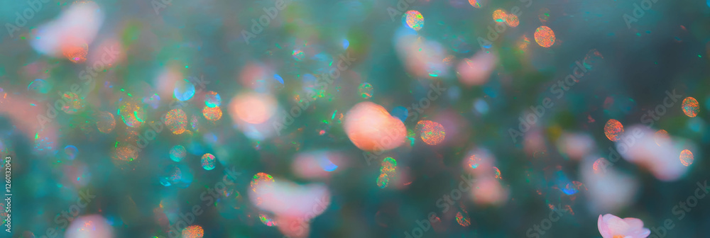 Poster Soft pastel bokeh texture with subtle shimmer and diffused light effects in calm colors