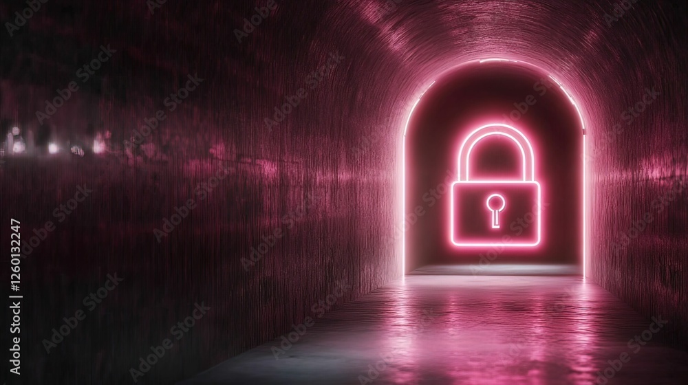 Poster futuristic security concept featuring glowing padlocks digital tunnel image high-tech environment ca