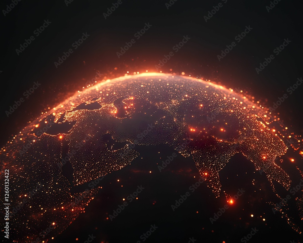 Poster global cyber security holographic visuals of secure digital networks earth abstract graphic digital 