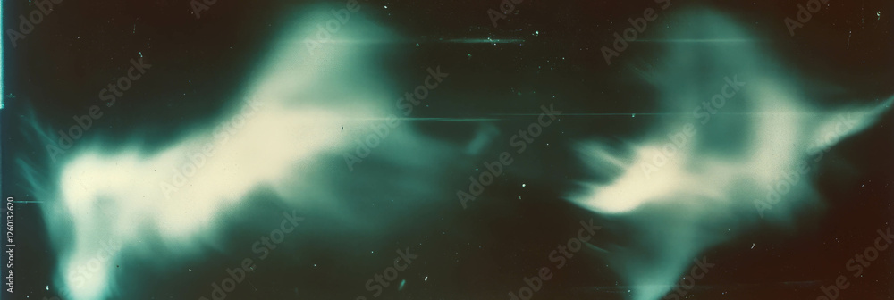 Poster Dusty film texture with subtle scratches creating ethereal light patterns in soft lighting