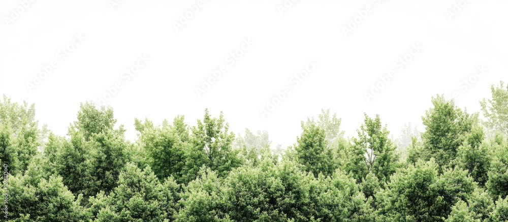 Poster lush green trees in a dense forest setting isolated against a white background showcasing vibrant su