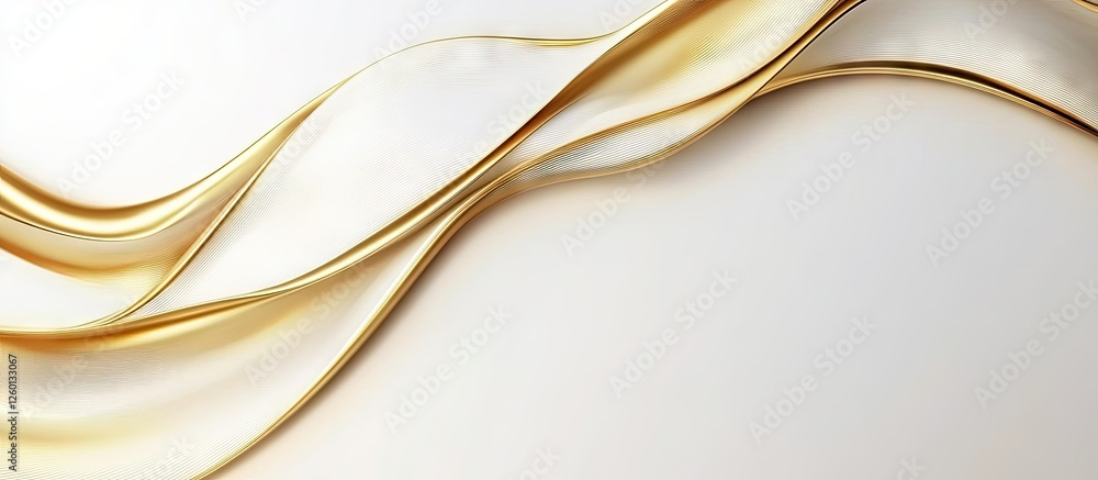 Poster elegant golden wave lines gracefully flowing across a soft white background creating a luxurious and