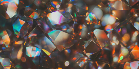 Bright prismatic sparkle of faceted bokeh shapes creates enchanting overlay texture