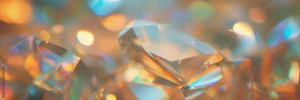 Aufkleber Texture of faceted bokeh shapes with bright prismatic reflections and sparkling effect