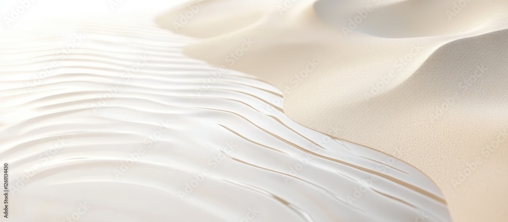 Aufkleber calm white waves gently ripple across a smooth sandy beach in soft beige tones creating a serene and