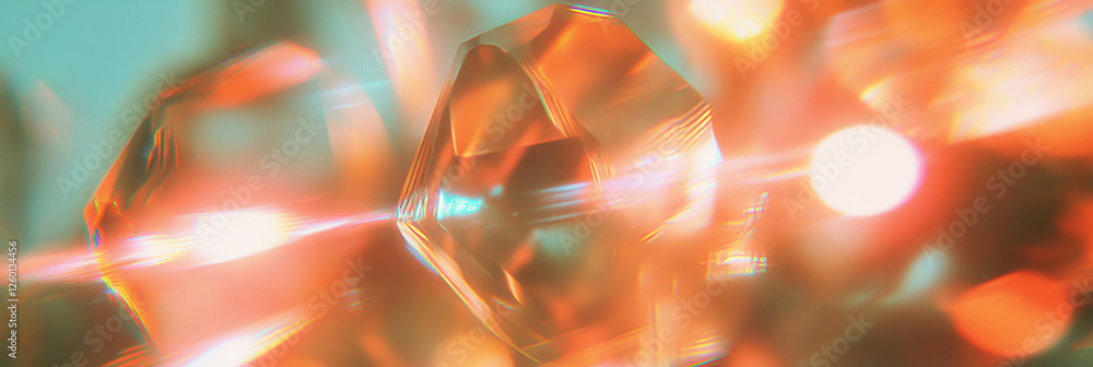 Poster intricate textures of faceted crystal flares displaying vibrant reflections and light intensity