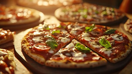 Various Appetizing Slices of Pizza on a Table