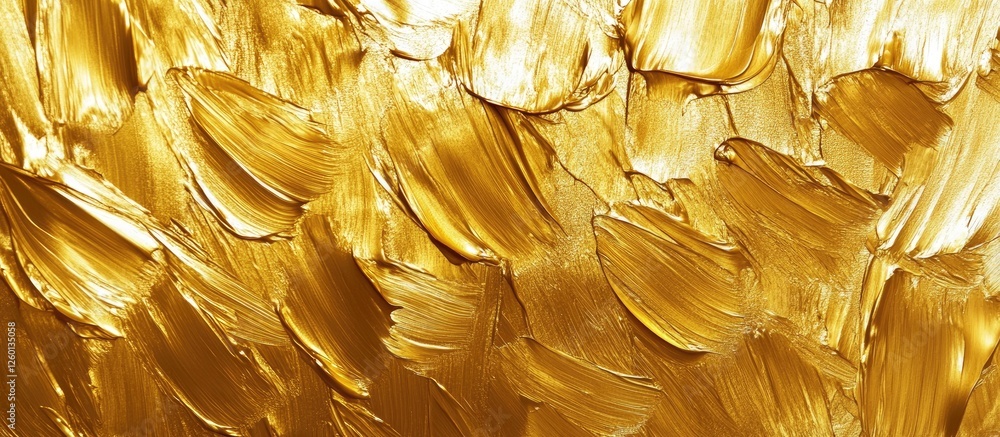 Poster golden textured abstract background with rich brush strokes in shades of yellow and gold creating a 