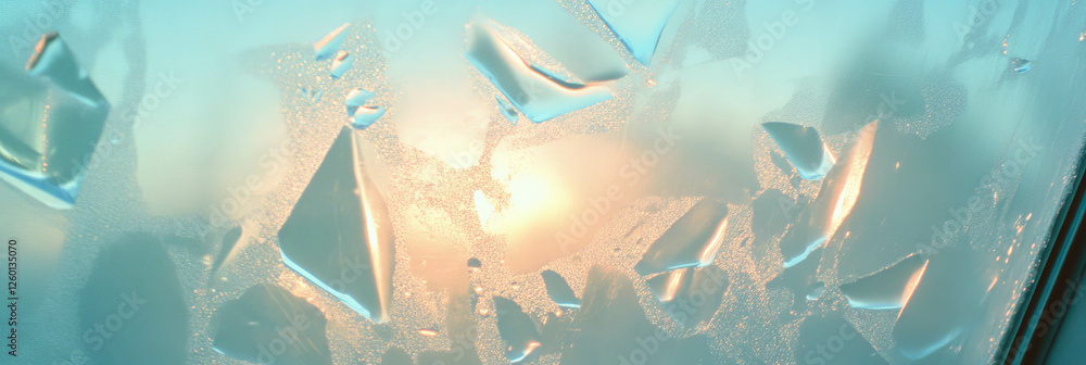 Poster Frosted glass texture featuring geometric shapes illuminated by soft diffused light