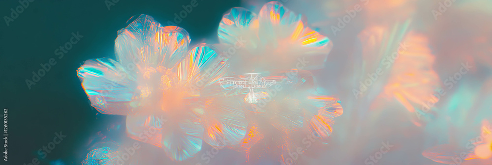 Poster frosted glass texture featuring delicate floral patterns illuminated by soft light