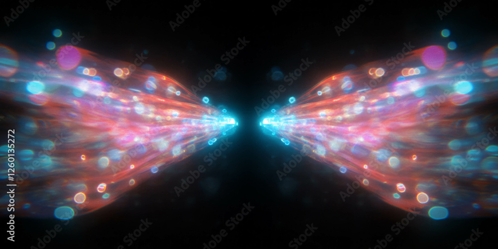 Aufkleber complex sparkling formations of geometric and organic bokeh on a black background