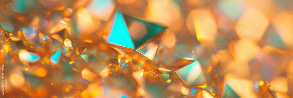 Poster Geometric bokeh texture featuring triangular and square forms with sparkling highlights