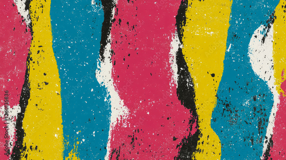 Poster expressive bold color block pattern for presentation, cover