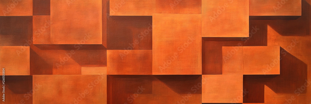 Poster Geometric interlocking squares with earthy tones create a smooth textured surface