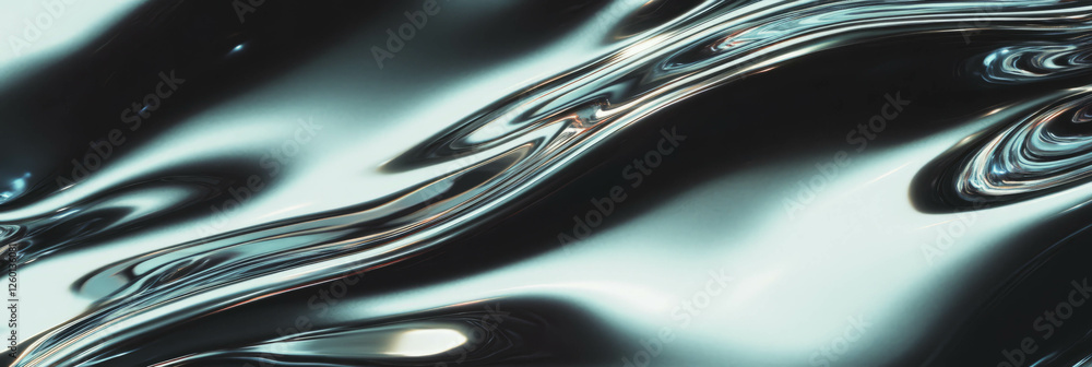 Aufkleber Glossy plastic texture with chrome details and sharp reflections creating dynamic visual effects