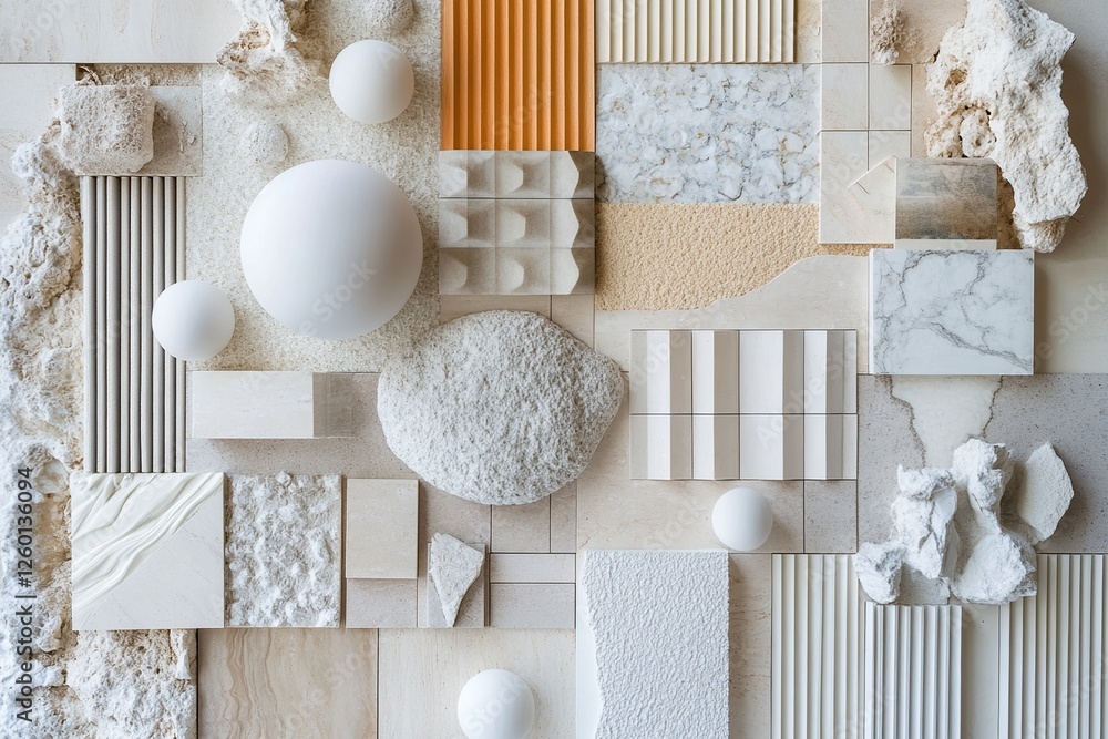 Poster neutral tones: exploring textured surfaces and architectural elements in modern design