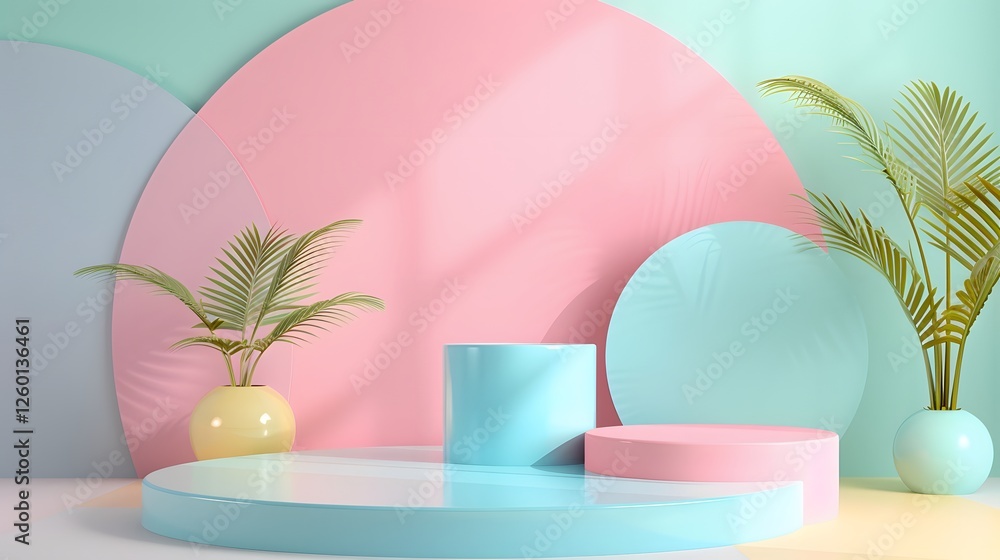 Poster a group of three round objects with plants in them