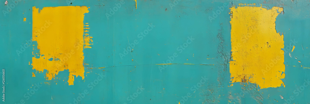 Poster textured gold lemon yellow wall with grunge effect and concrete elements in a simple design