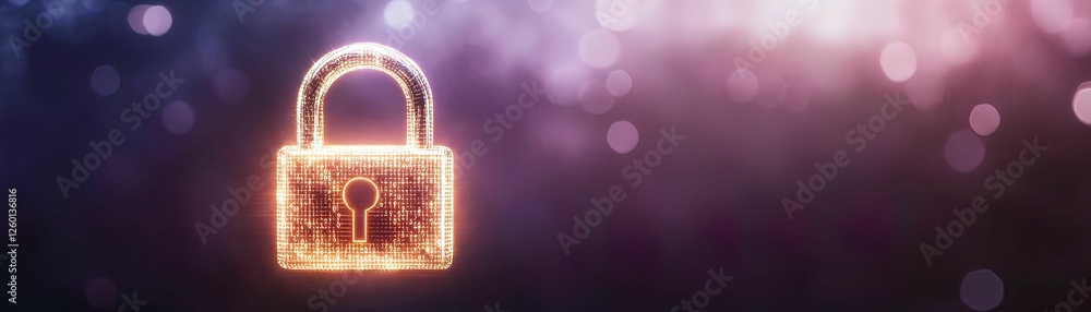 Poster high-tech security features glowing locks and compressed scale in a futuristic environment