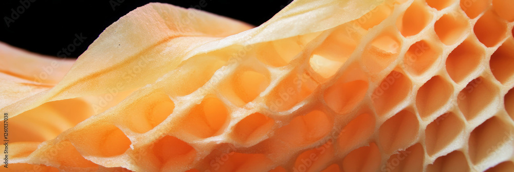 Poster texture of golden brown cone wafer showcasing intricate diamond grid patterns