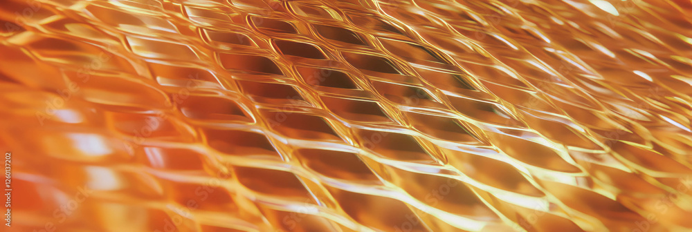 Poster golden brown cone wafer texture with intersecting lines in a warped grid formation