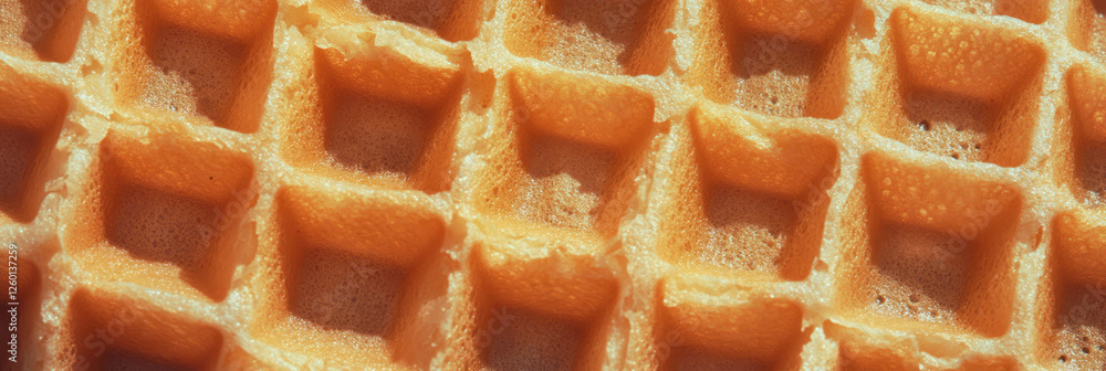 Poster Golden brown cone wafer with detailed texture and intersecting grid pattern