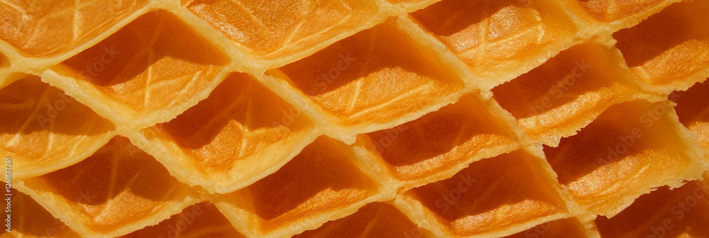 Poster Golden brown wafer cone texture featuring intersecting square grid lines
