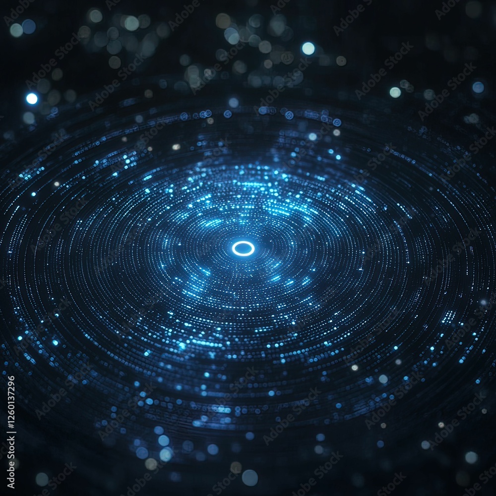 Poster interactive holographic interface showcasing glowing patterns digital space visual futuristic enviro