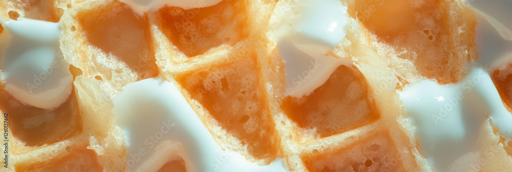 Poster unique texture of a golden cone wafer with crispy diamond grid appearance