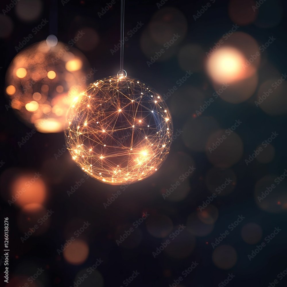 Poster illuminated orbs representing organizational culture digital space abstract modern environment close