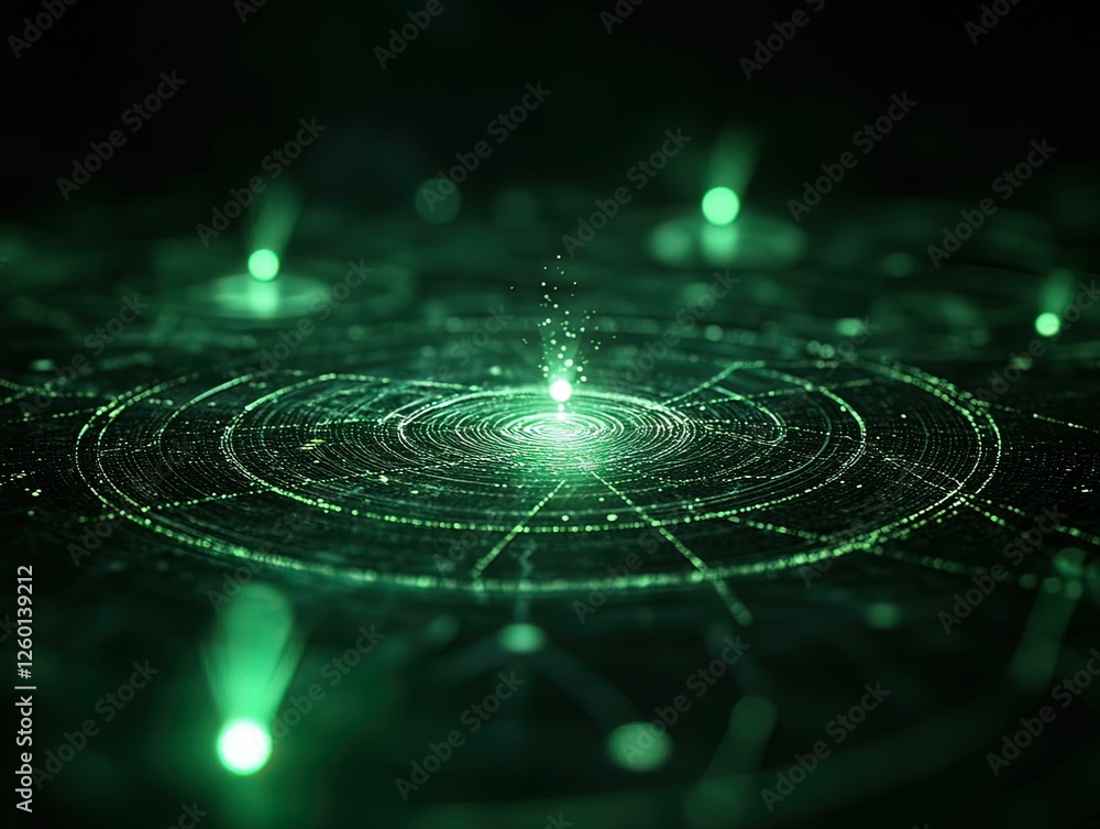 Poster threat detection visualized glowing radar screens illustrating compressed scale insights in digital 