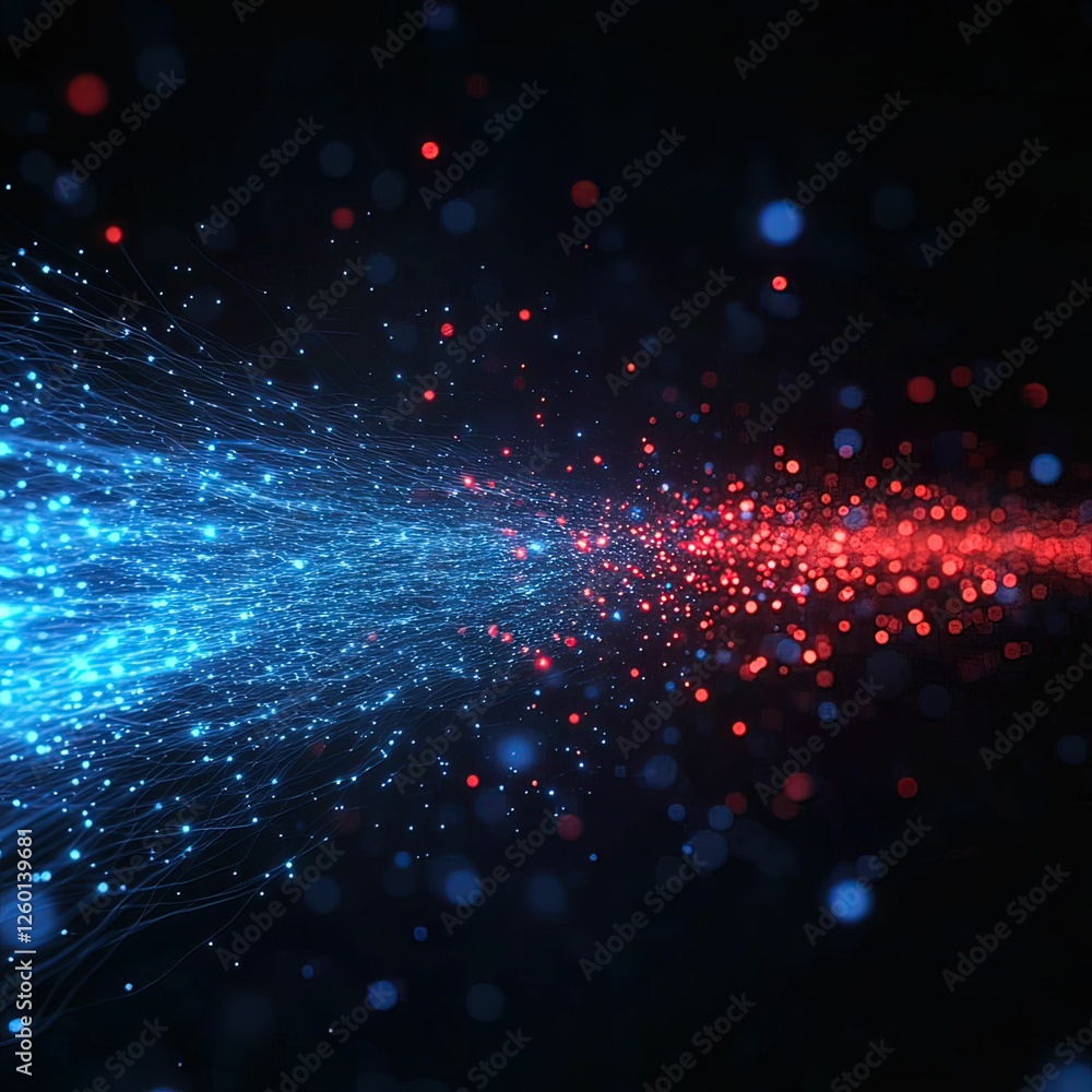 Poster visualizing data protection through a glowing blue firewall in a compressed scale environment