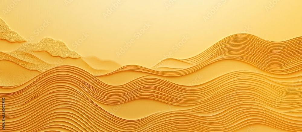 Fototapete golden textured background with soft undulating paper waves in warm yellow tones, creating an elegan