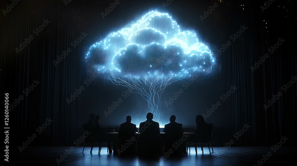 Aufkleber innovative business conference featuring holographic cloud technology insights and networking in a h