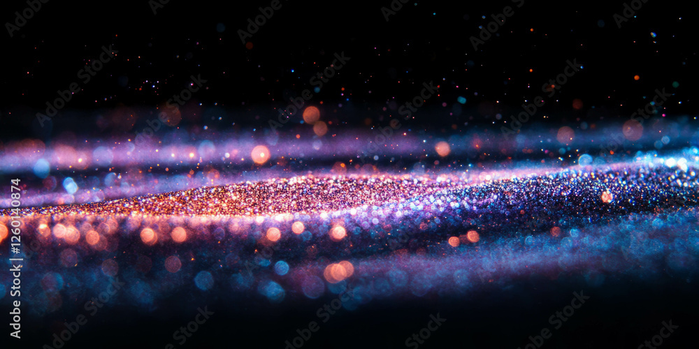 Poster bright and vivid bokeh texture with radiant colors against a dark background