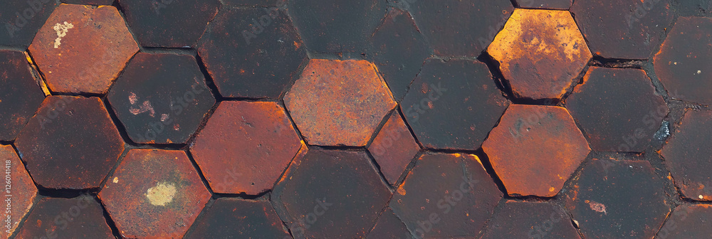 Aufkleber interlocking hexagonal pattern with warm brown tones and a natural textured finish