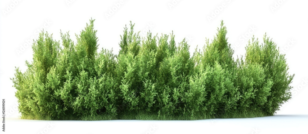 Poster lush green foliage isolated on a clean white background featuring dense summer forest trees arranged